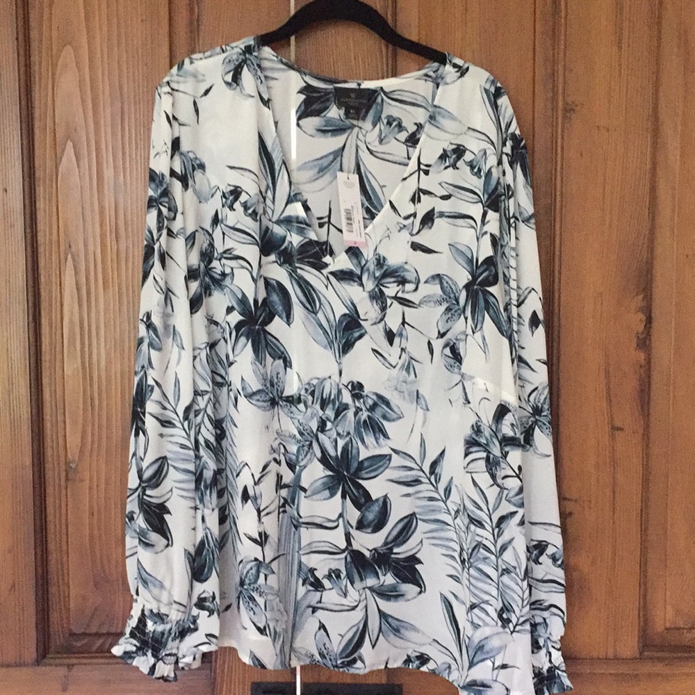 Worthington Woman 3X Teal/White blouse NWT